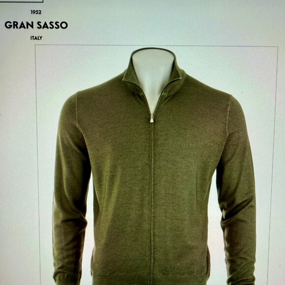 Gran Sasso of Italy NWT FULL Zip Cardigan Sweater Size 50 Green 100% Wool $280RT - Picture 5 of 13